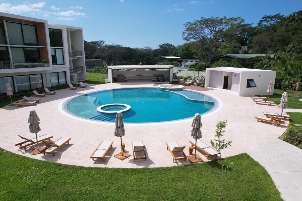 Beautiful view of the community pool in Nosara